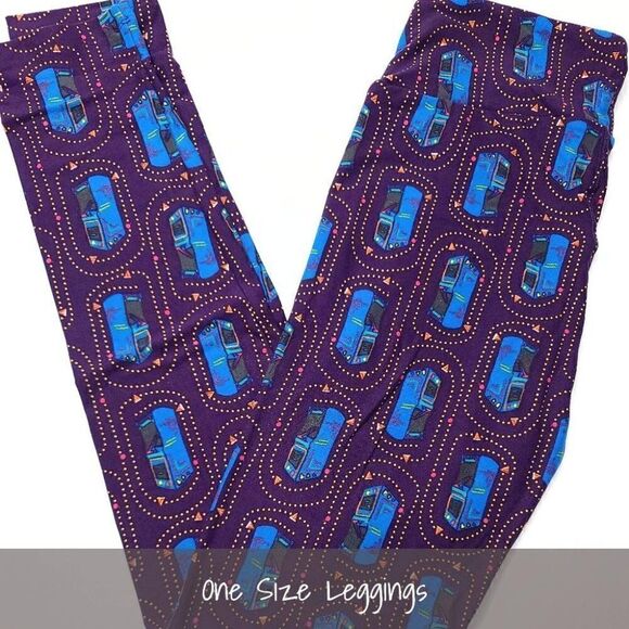 LuLaRoe OS Leggings Arcade Games Purple NEW - Picture 1 of 1